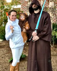 All dressed up for Halloween! Melissa Boone, pictured with her husband Adam and son Lincoln.